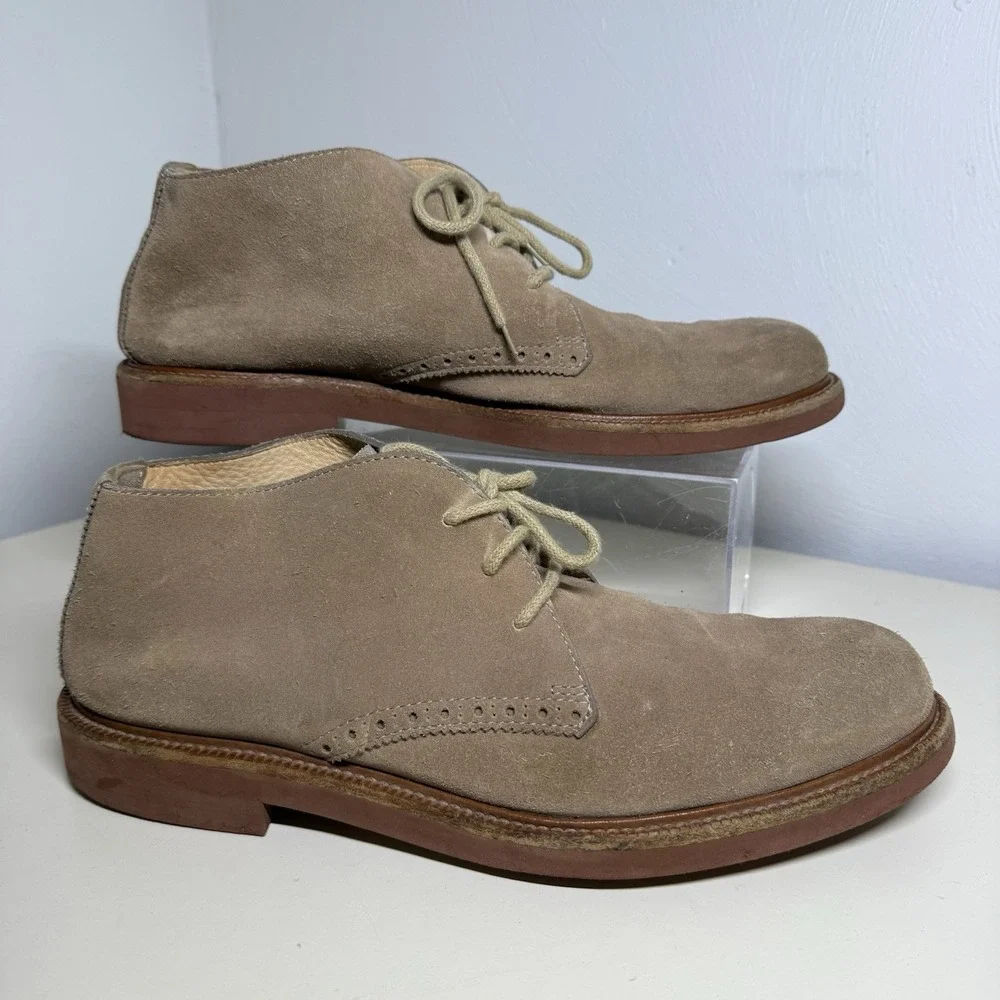 Ermenegildo Zegna Beige Suede Lace Up Chukka Boots A2686X - Men's Size 9,5 US